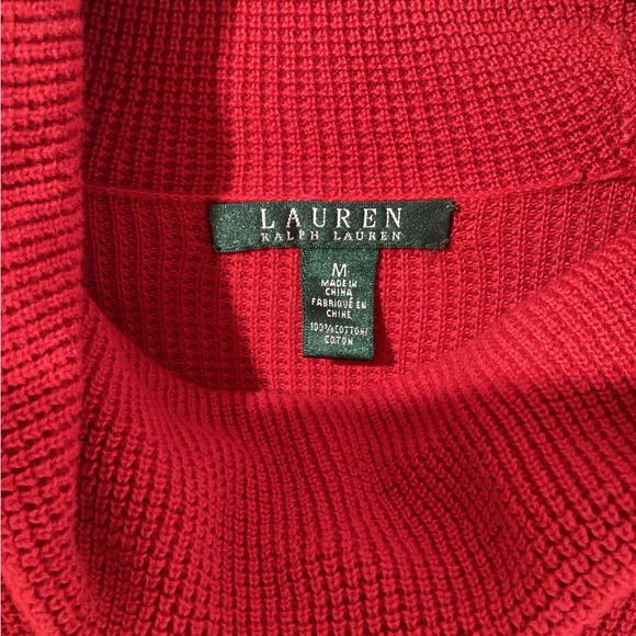 Lauren Ralph Lauren Sweater Size M Color Red 100% Cotton Knit Long Sleeves - Picture 10 of 12